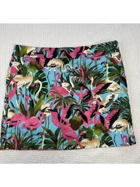 Rare LoudMouth Ladies Flamingo Island Skirt Skort Golf Pickleball Tennis Sz 12